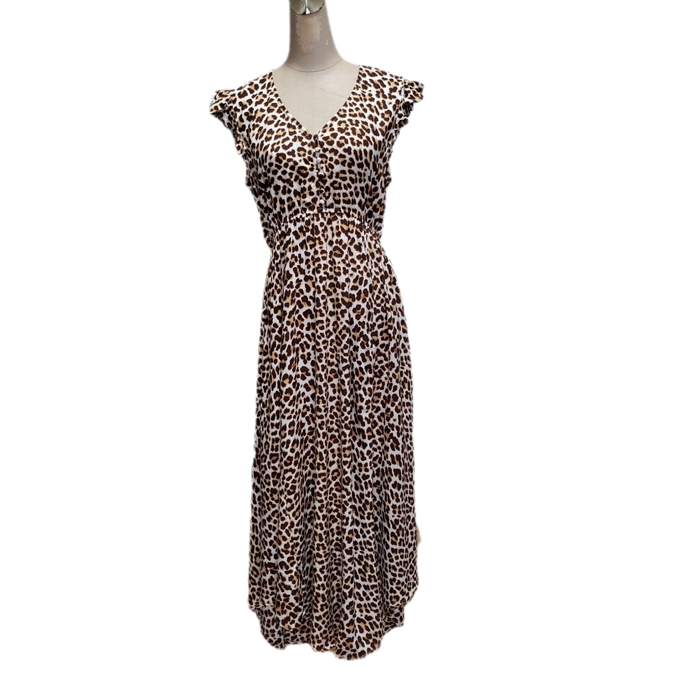 Jessica Simpson NWT Leopard Print V-Neck Dress Sz S - Picture 2 of 9